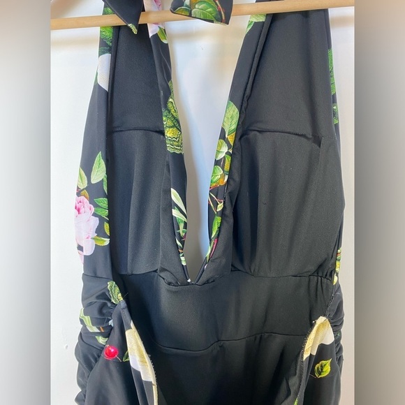 Cupshe Women's One Piece Bikini Floral Low Cut Deep V Neck Backless XXL - Picture 7 of 11